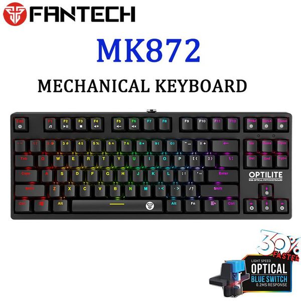 

keyboards fantech 872 game keyboard rgb led blue/black switch mechanical waterproof wired usb esport