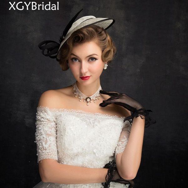 

headpieces 2021 arrival bridal hat picture color british style elegant wedding feather headdress hair decoration banquet, Silver