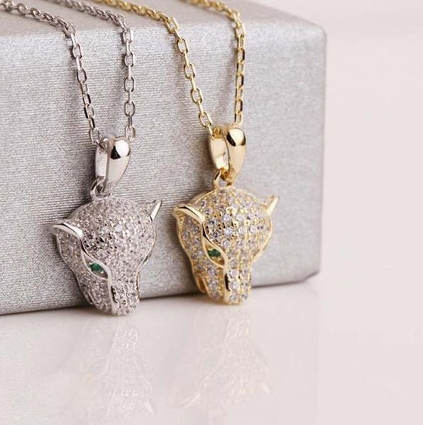 

pendant necklaces s925 leopard-shape head shiny rhinestone necklace women simple fashion all-match classic animals clavicle chain, Silver