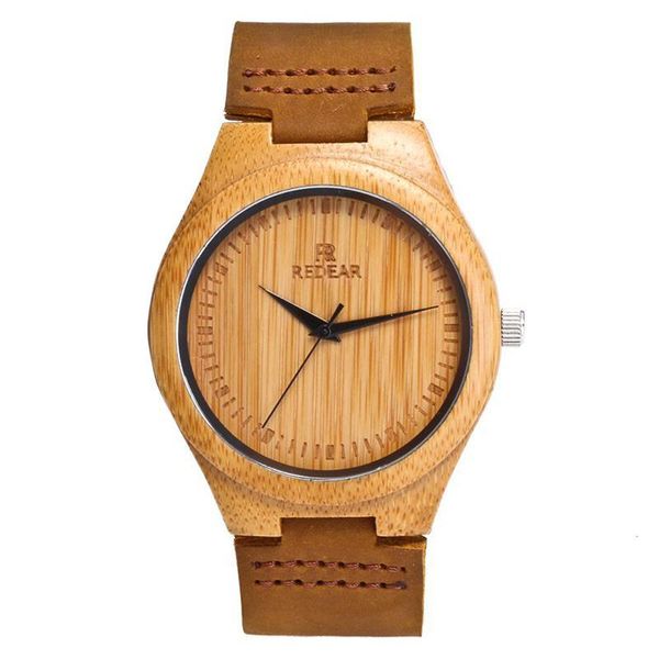 

wristwatches couple bamboo wooden wristwatch leather strap japanese quartz movement watch for men and women, Slivery;brown