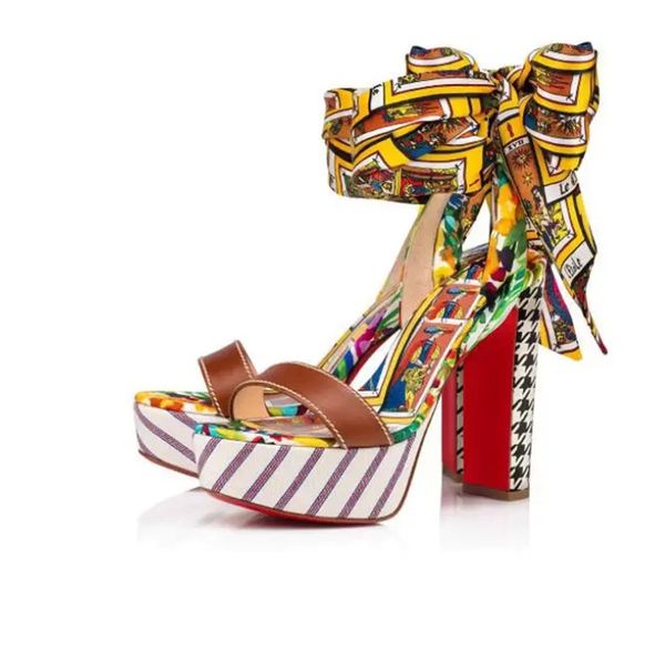 

summer ladies sandals high heel red sole sandal du desert 130 mm calfskin and floral satin crepe capsule printed houndstooth reds soles shoe, Black