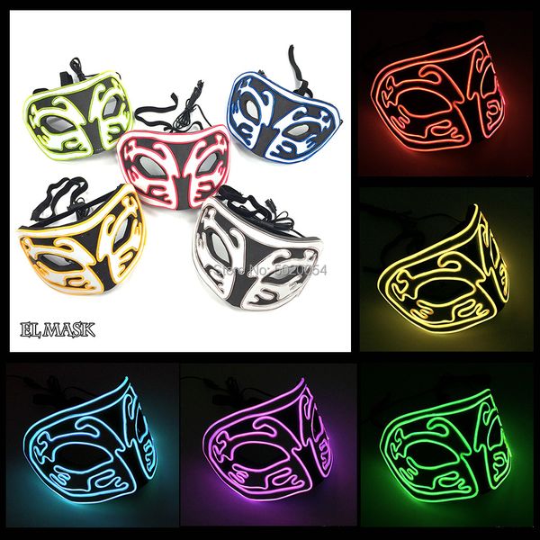 Аксессуары костюмов Новейшая Маскарада Маскарада Masque Masquerade Neon Fox LED Светящаяся Маска Женская Аноноимовая EL Wire Mask Для DEJ Club Club