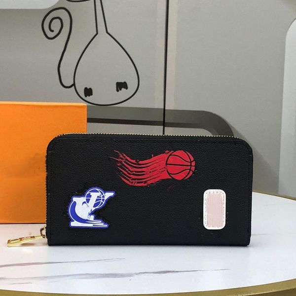 

classic badge letter ladies wallet luxury designer print letters women coin purses famous brand multi-card slots large capacity men long zip, Red;black