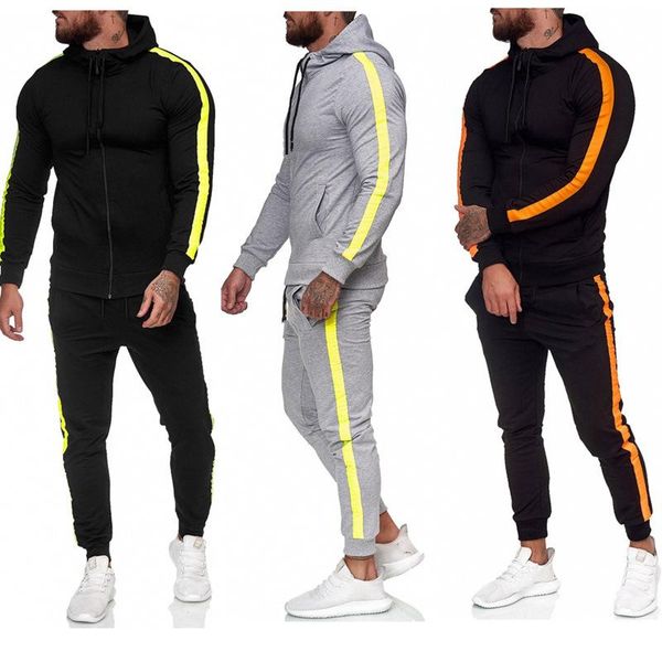 

men's tracksuits 2021 hoodie + pants suit 2 pieces fall sport, Gray