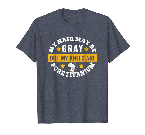 

funny knee replacement gray hair surgery gift tshirt, White;black