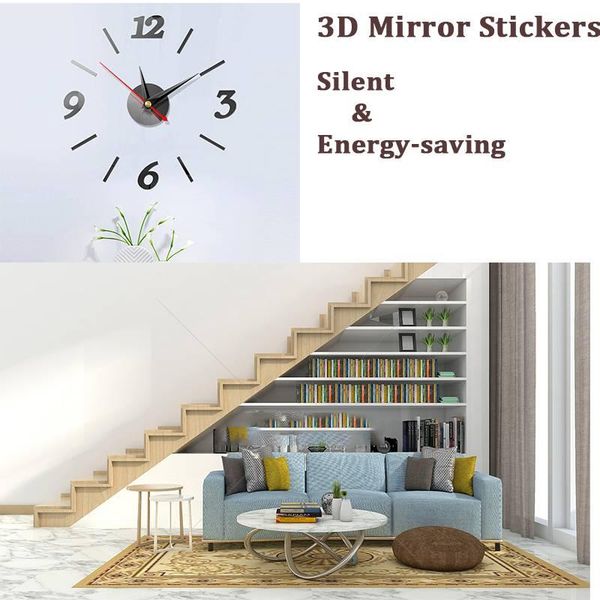 

wall clocks brief fashion clock for living room design acrylic mirror diy3d stickers large decorative quartz watch
