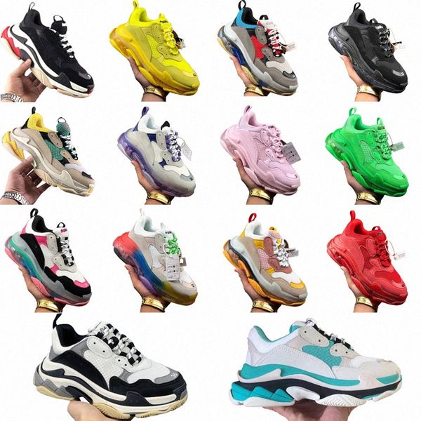 

paris 17fw triple s shoes clear sole balenciaga balencaiga balanciaga balenciaca sneakers mens women casual crystal bottom dad shoe rain