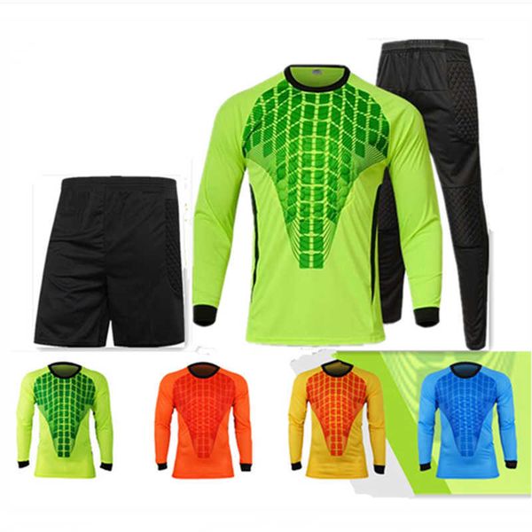 

goalkeeper soccer jersey set goalie football uniform sponge protection goaltender shirt pants & shorts gk keeper clothing, Gray
