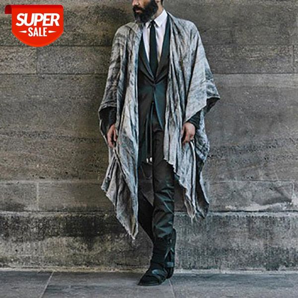 

autumn men's casual mid-length cardigan trendy cloak jacket shirt #j81j, Black;brown