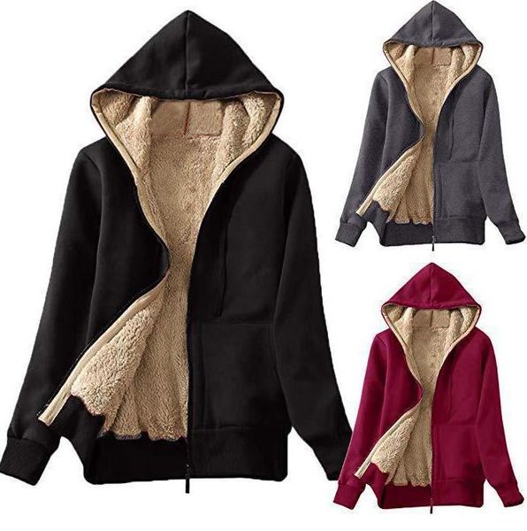 

autumn women's plush fur fleece long-sleeved sweater plush coat top, Black