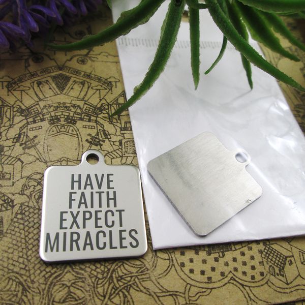

40pcs--stainless steel charms"have faith expect miracle" more style choosing diy pendants fo necklace, Bronze;silver