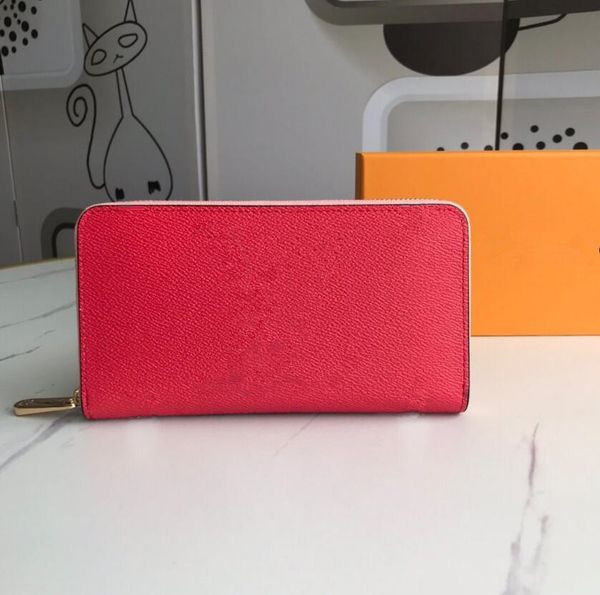 

double color-blocking wallets classic brand letter printed women coin purses bussine casual men zipper clutch bags large capacity multi-card, Red;black