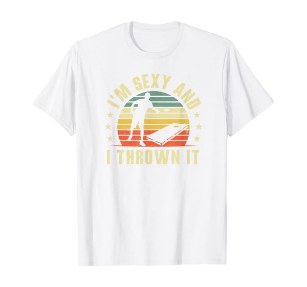 

i'm and i thrown it cornhole shirts - retro cornhole t-shirt, White;black