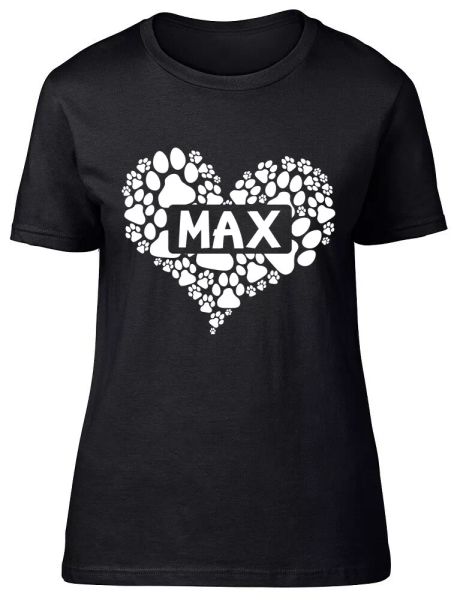 

personalised dog paws fitted womens ladies t shirt, White;black