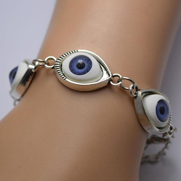 

link, chain fashion women jewelry lucky punk style demon eye bracelet, Black