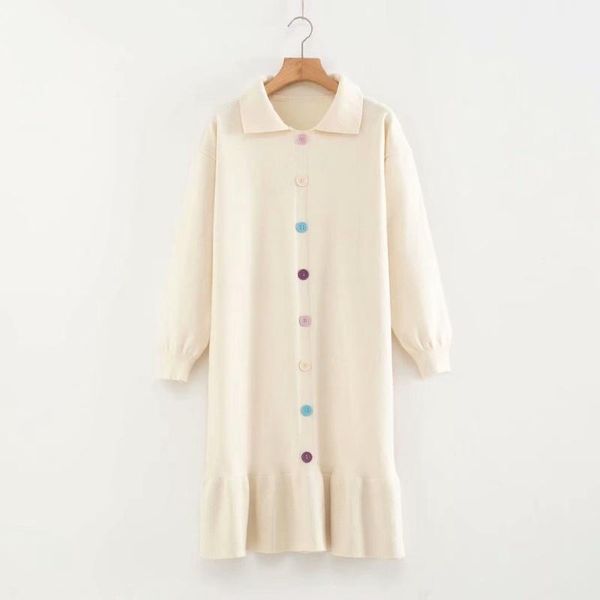 

casual dresses plus size xl-4xl women's knitted dress false buttons autumn winter mini party, Black;gray