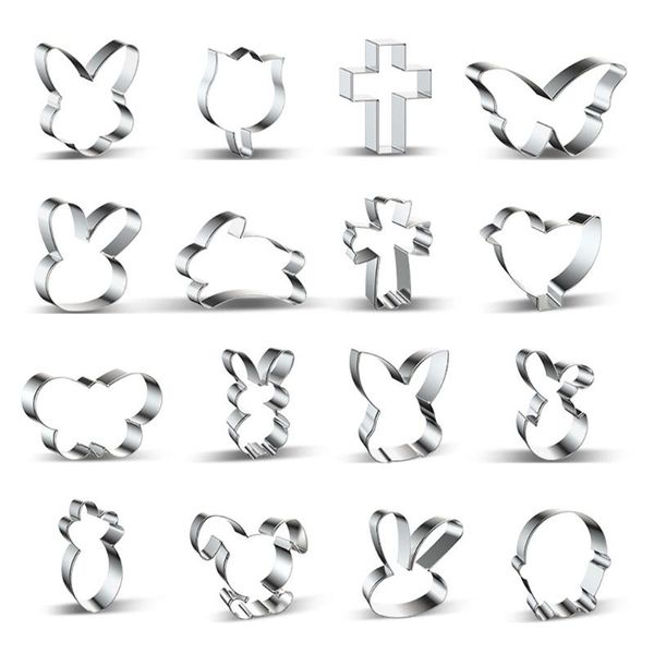 

1set easter cookie cutters stainless steel biscuit mold for baking diy fondant pastry cake decorating bakeware tools moulds