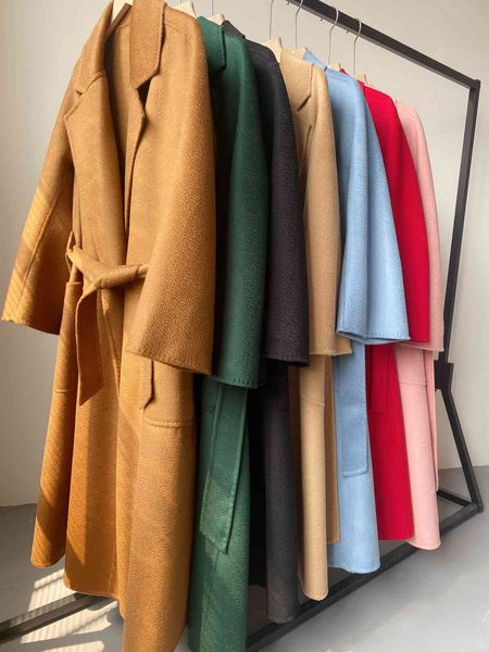 

women's wool & blends cashmere coat, long winter coat 202110% corrugated wool, Black