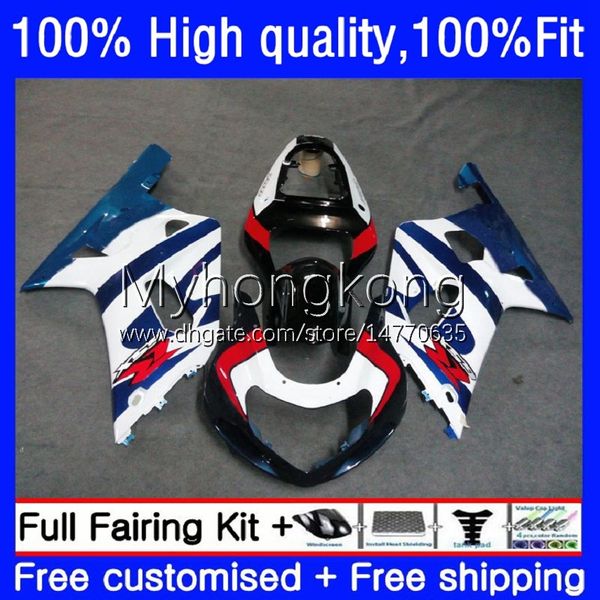 OEM-Spritzgussform für Suzuki GSXR 600CC 600 750 CC K1 600CC 2001 2002 2003 Karosserie 19No.85 GSXR-600 GSXR-750 GSXR600 01-03 Blau Schwarz Weiß GSX-R750 GSXR750 01 02 03 Verkleidungsset