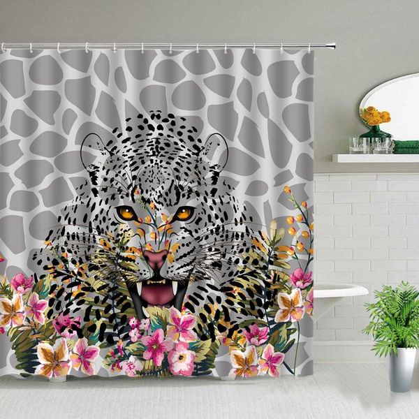 

shower curtains hand painted watercolor vintage style leopard print bathroom curtain wild animal tiger pattern hanging cloth