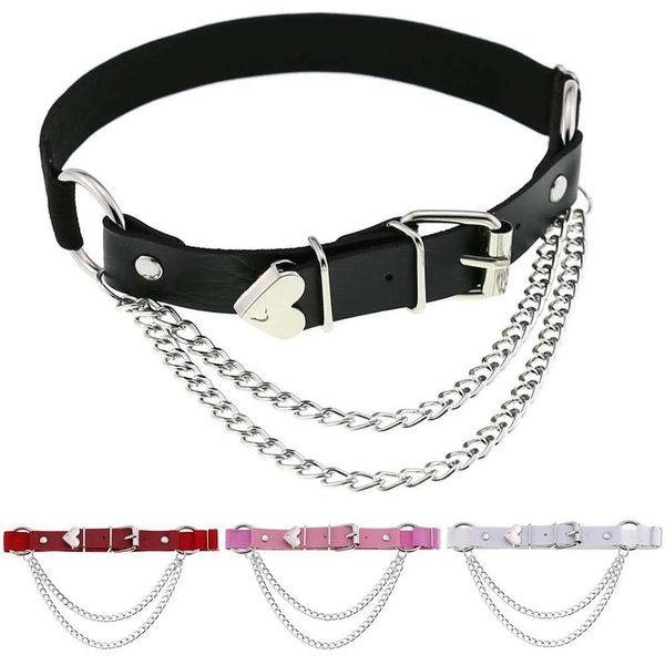 

leather thigh soft girl bungee fashion cute heart shaped ring leg chain adjustable garter belt, Black;white