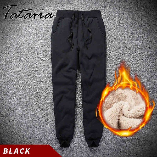 

tataria winter women gym sweatpants workout fleece trousers solid thick warm female sport pants running pantalones mujer 210514, Black;white