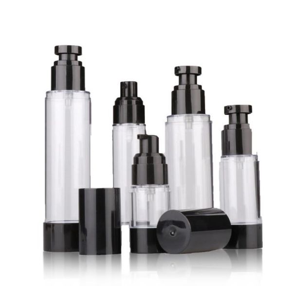 

storage bottles & jars 15ml 30ml 50ml 80ml 100ml 120ml empty black white airless pump dispenser bottle refillable lotion cream vacuum spray
