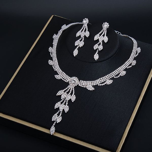 

fashion rhine-stone clavicle necklace earring set bride wedding pgraphy feminine accessories, Silver