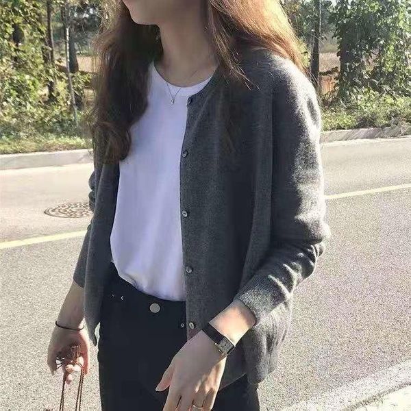 

women's knits & tees spring and autumn cardigan for women korean style lazy wool knit wear, White