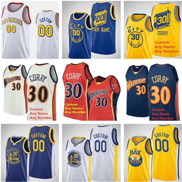 

2021 men women kids printed jersey stephen 30 curry klay 11 thompson andrew 22 wiggins draymond 23 green jerseys city navy blue white yellow, Black