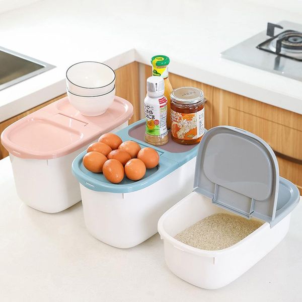 

storage bottles & jars plastic 4 / 8kg rice grain box sealed moisture-proof pet food container mildew anti-oxidation kitchenware