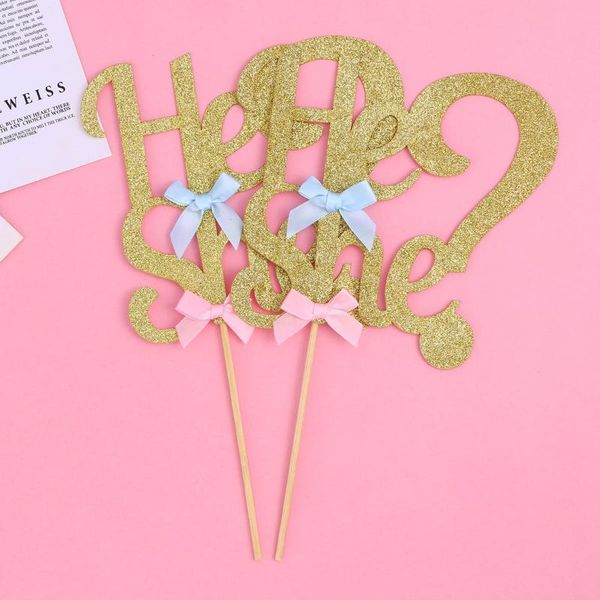 

other festive & party supplies 2pcs birthday cake er beautiful or she bow decor insert for gathering (golden)