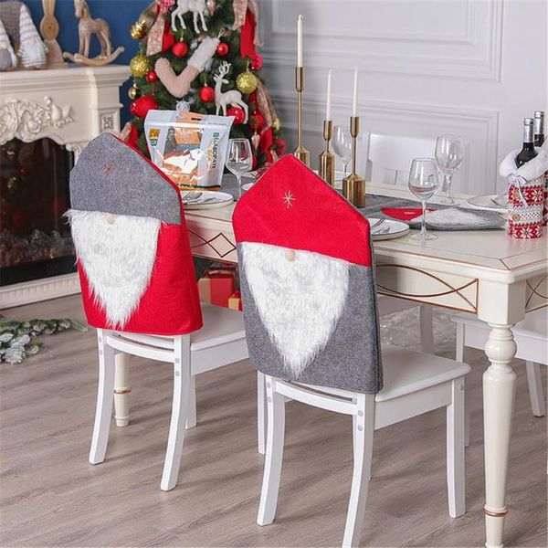 

chair covers christmas cover faceless old man non-woven cartoon snowman hat fundas para sillas 2021