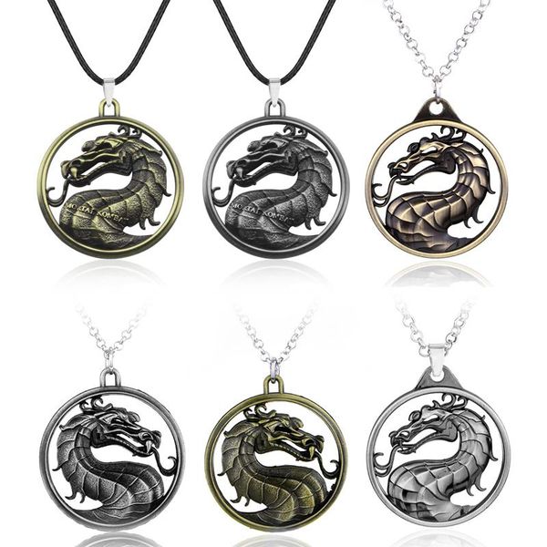 

pendant necklaces mortal kombat necklace fighting game dragon jane empire vintage jewelry collier for fans gift, Silver