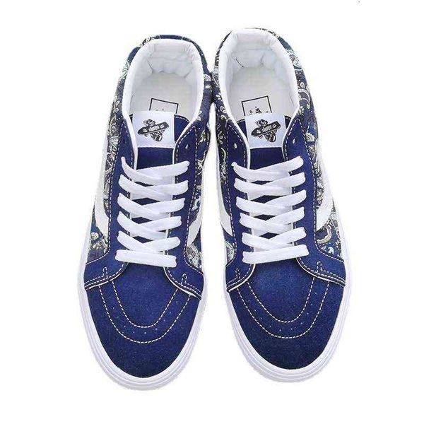 

fangqivance sk8mid medium large canvas shoes autumn and winter tibetan blue cashew blossom breathable student board men women
