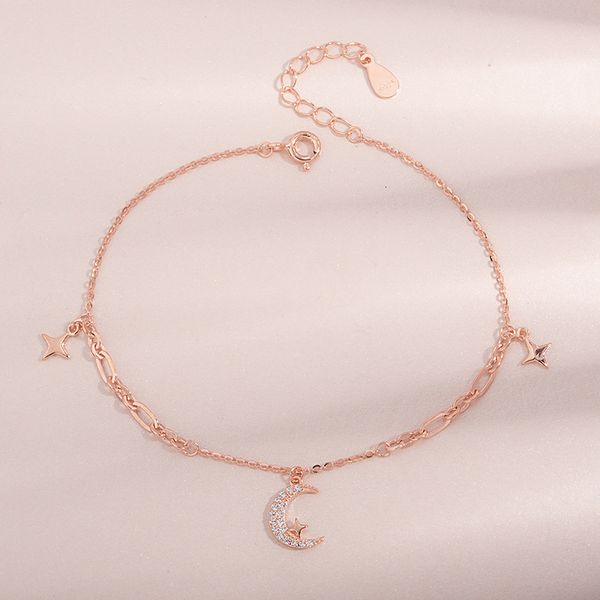 

anklets han yi xingyue foot chain female sterling silver s925 temperament decoration niche design fashion simple girlfriend bare, Red;blue