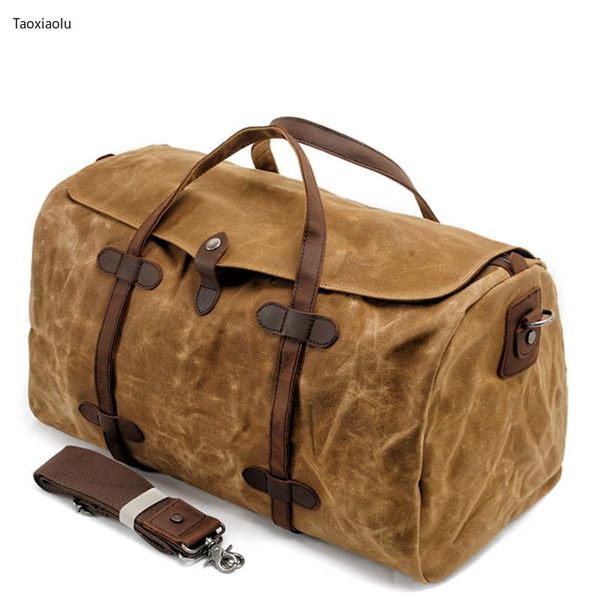 

classic vintage pure cotton canvas leather travel duffle bags large capacity weekend bag overnight men hand luggage big duffel