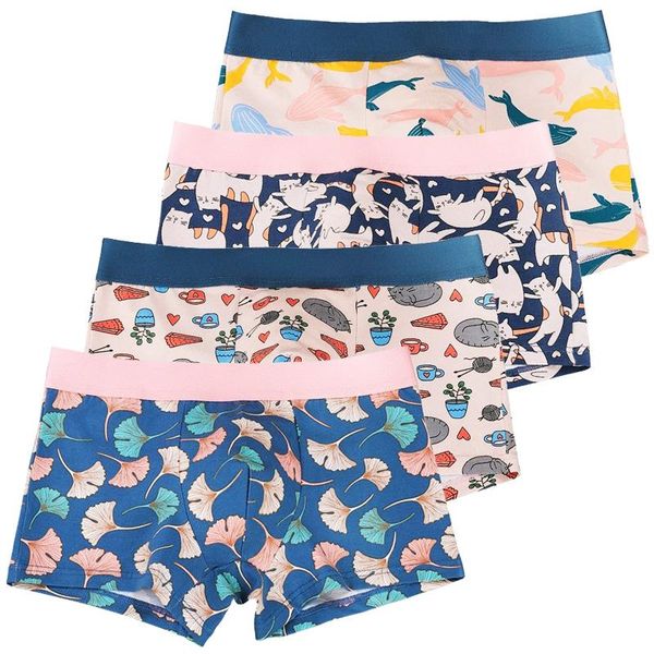 

underpants 4pcs/lots boxershorts men fashion cotton print panties hombre breathable mens underwear boxers comfortable lingerie for man, Black;white