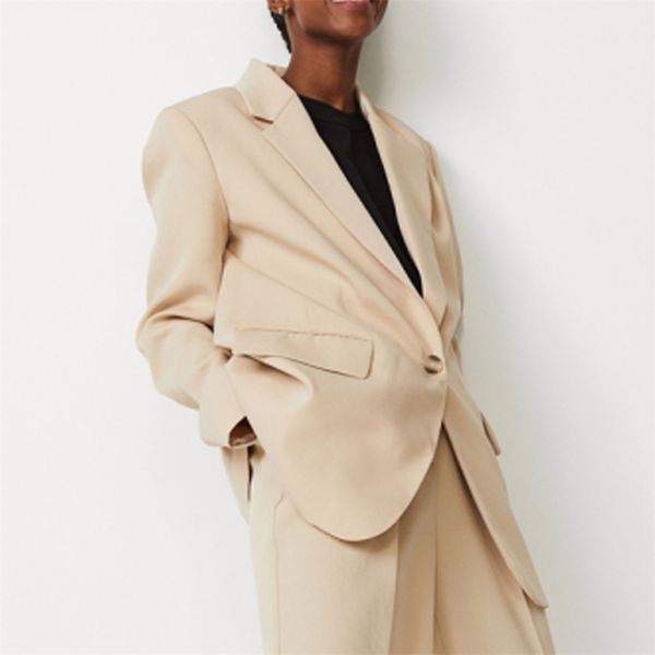 

women summer casual solid blazers coats long sleeve single button loose fashion elegant ol street blazer outerwear clothes 210513, White;black