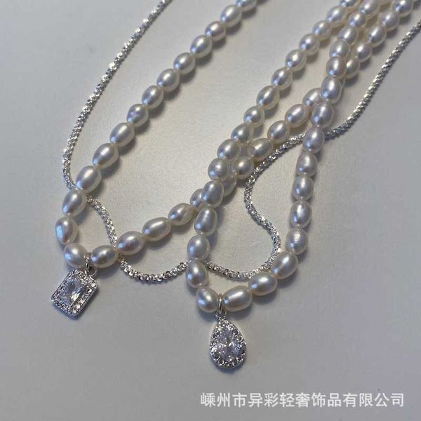

colorful handmade yingyingzhongzhujian exquisite s925 pure sier xiaozhong natural pearl necklace freshwater sweater chain, Silver