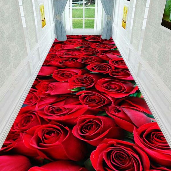 

carpets 3d printing romantic rose corridor mat bedroom kitchen rugs decor floor area rug doormat non-slip home living room