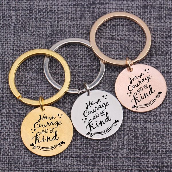 

keychains encouragement keychain motivational gift for myself friend family pendant key tag bag charm have courage and be kind jewelry, Silver