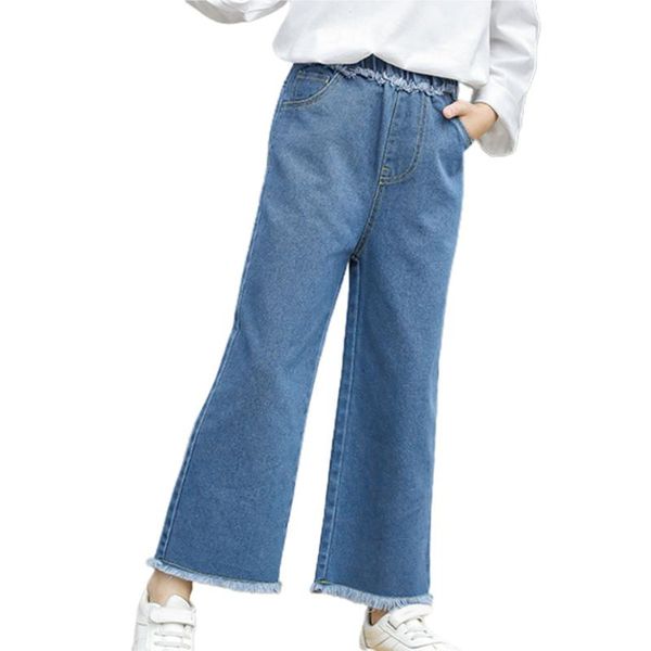 

girls jeans for kids spring autumn holes trousers children fashion light blue loose denim pants