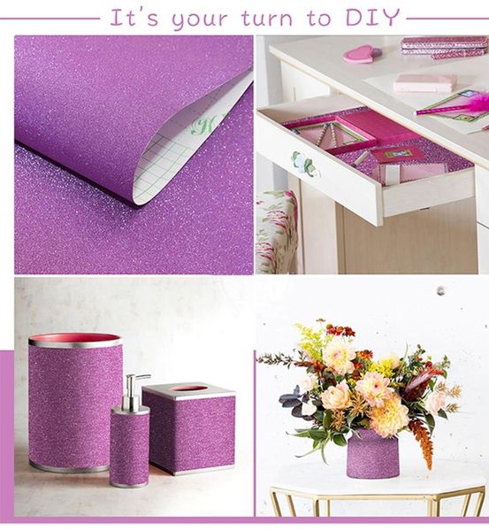 

wallpapers diy dressing table purple decor glitter wall paper for gift packaging vase renovation furniture self-adhesive waterproof