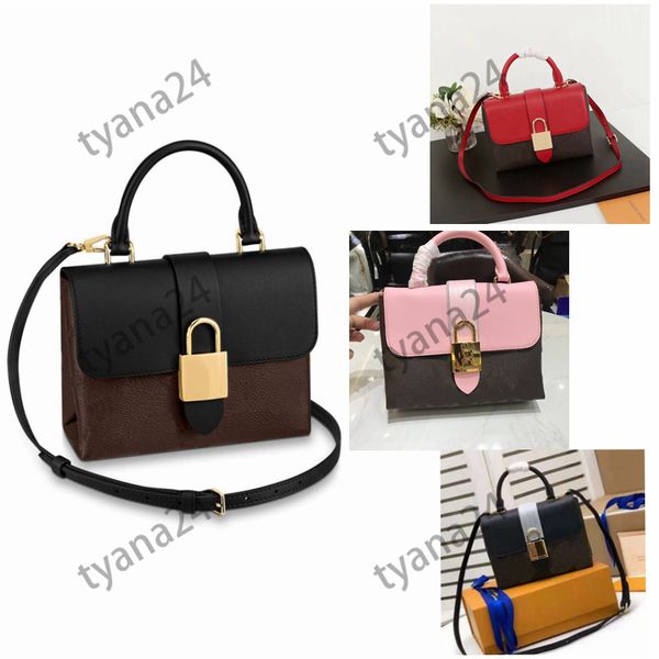 

totes tote women leather handbag lock bags fashion purse ladies bag 2021 ale pure color pink black red classic style pattern stitching exqui