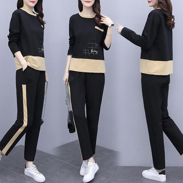 

women's two piece pants large size loose casual suit fashion two-piece set pants trousers survetement femme 2 costumes for women, White