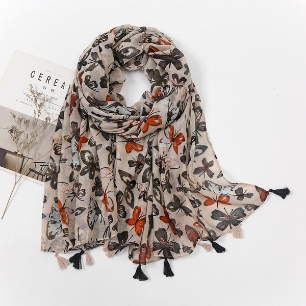 

scarves spain women's cotton linen scarf female autumn 2021 bohemia headscarf pareo butterfly ethnic from india bandana, Blue;gray