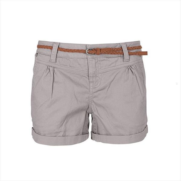 

summer solid casual womens short plus size retro high waist belted loose pocket female streetwear clothing, White;black