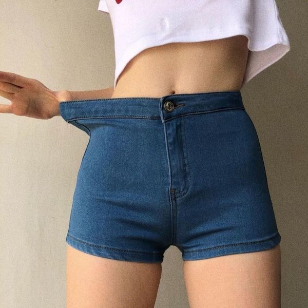 

women's jeans liberjog women denim shorts stretch slim push up hips elastic cotton straight short female casual summer woman, Blue