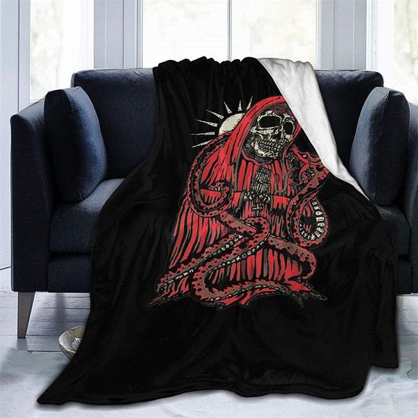 

blankets santa muerte cubre camara green throw blanket 3d print on demand sherpa super comfortable for sofa thin quilt
